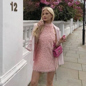 Zara | Dresses | Zara Light Pink Halter Neck Feathery Short Mini Dress |  Poshmark
